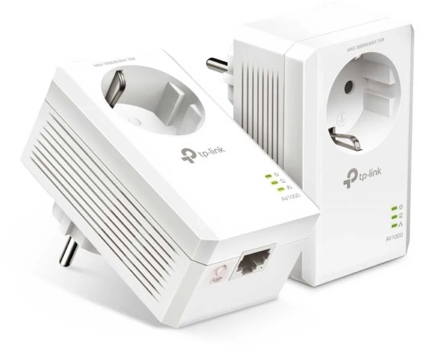 Šakotuvas TP-Link AV1000 Gigabit Powerline Set mit Steckdosen 2x Adapteris, bis zu 1.000 Mbit/s, Homeplug AV2, 1x Gigabit Ethernet