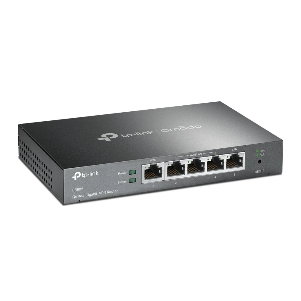 Šakotuvas TP-LINK | „SafeStream Multi-WAN VPN“ maršrutizatorius | TL-ER605 | 802.1q | 10/100/1000 Mbit/s | Ethernet LAN (RJ-45) jungtys 1 fiksuotas gigabito LAN prievadas | Tinklo ryšio palaikymas: Ne | MU-MiMO: Ne | Nėra mobiliojo plačiajuosčio ryšio