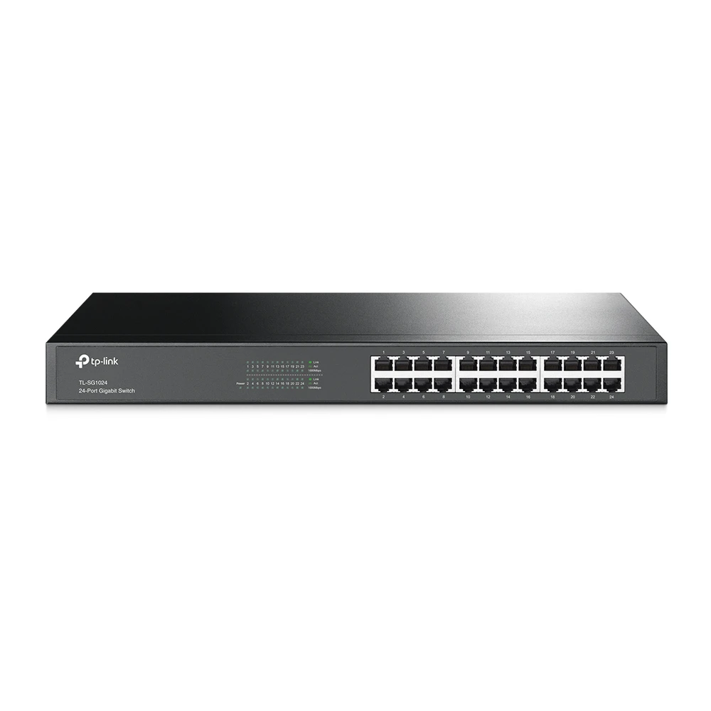 Šakotuvas TP-LINK 24 prievadų gigabito komutatorius, montuojamas į 19 colių stelažą