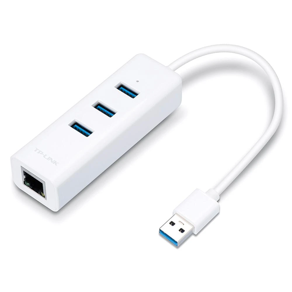 TP-LINK USB 3.0 į gigabito eterneto tinklo adapteris, 3 prievadų USB 3.0 šakotuvas, 1 USB 3.0 jungtis, 1 gigabito eterneto prievadas, 3 USB 3.0 jungtys
