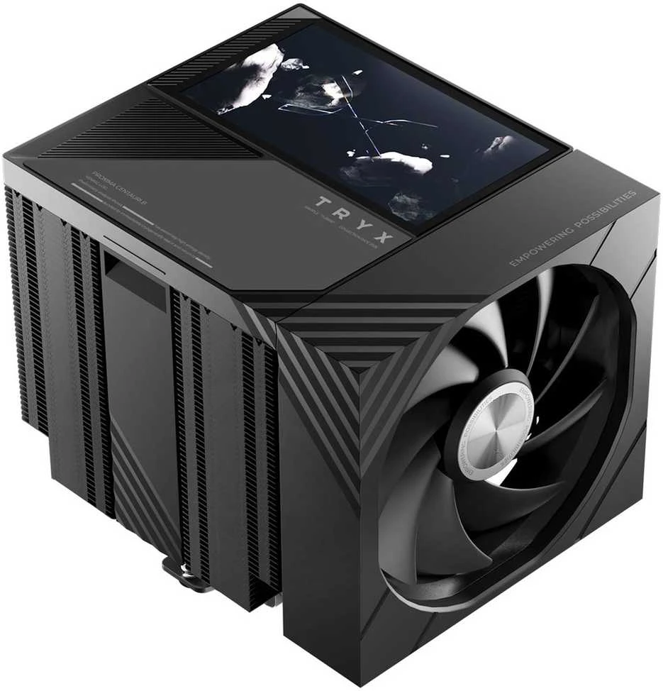 TRYX TURRIS T620 CPU Air Cooler, Dual-Tower, with 5-Inch Ekranas – 120mm, Juodas