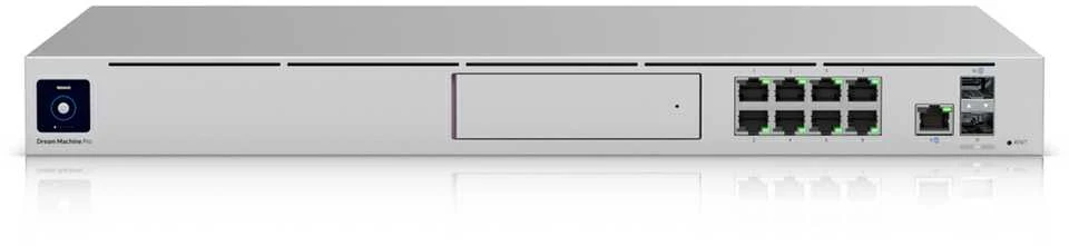 Šakotuvas UBIQUITI UDM-PRO UNIFI DREAM MACHINE 8 PORT SWITCH DAUGIŲ PROGRAMŲ SISTEMA SU 3,5 HDD IŠPLĖTIMU DUAL WAN 10G SFP+ IR 1G RJ45