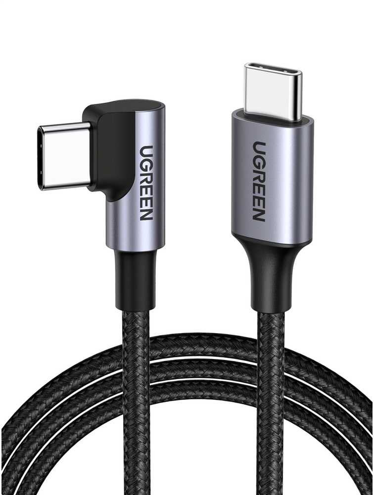 UGREEN USB-C - USB-C kampinis laidas QC 3.0 PD 3A 60W 1m juodas