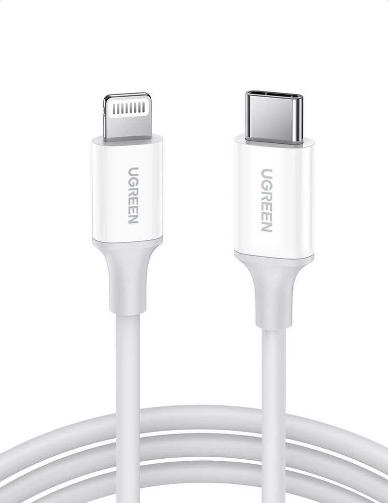 USB laidas Ugreen US171 MFi USB-C iki Lightning 3A 1.0m baltas