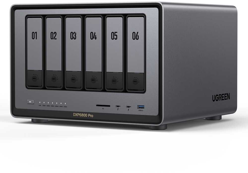 Serveris UGREEN NASync DXP6800 Pro 6-bay NAS 0/6 SATA + 0/2 M.2 SSD, 2x 10GbE, 8GB RAM