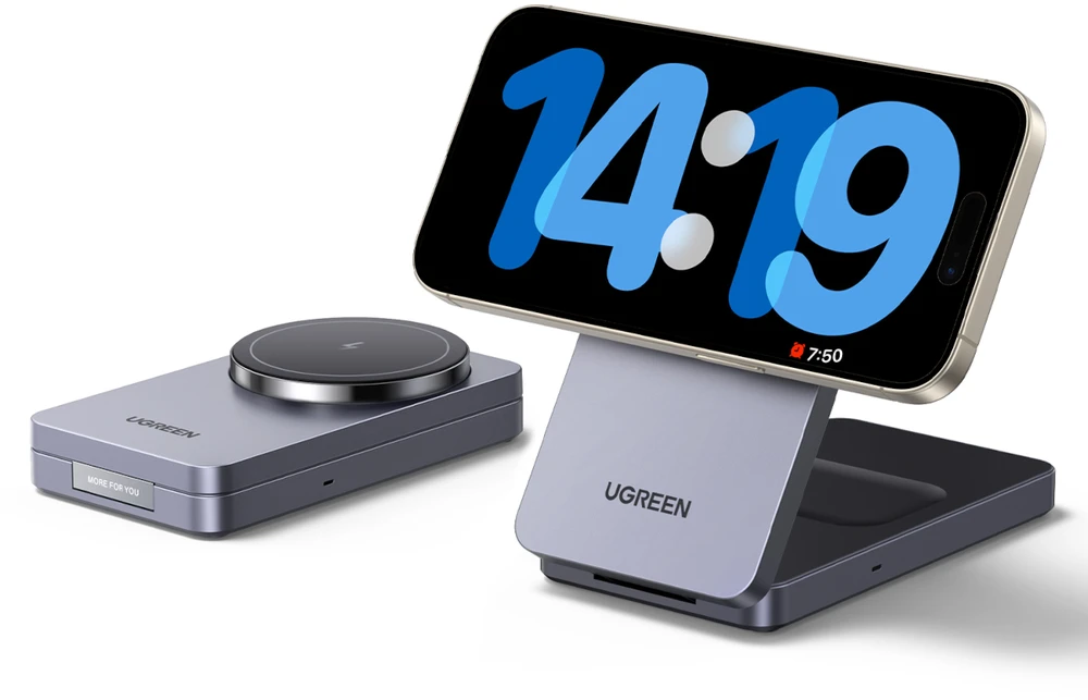 Įkroviklis indukcinė 2w1 Ugreen W528 do iPhone, AirPods, 20W (pilka)