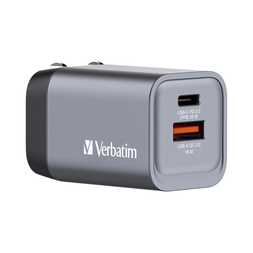 Verbatim - GNC-35 GaN Charger 2 Port 35W USB-A/USB-C