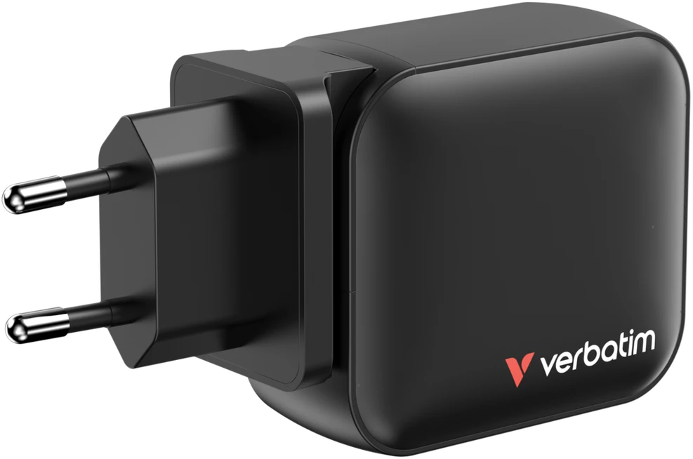 Laidinis įkroviklis Verbatim Mini GaN 100W 2xUSB-C PD/1x USB-A QC juodos spalvos 32230