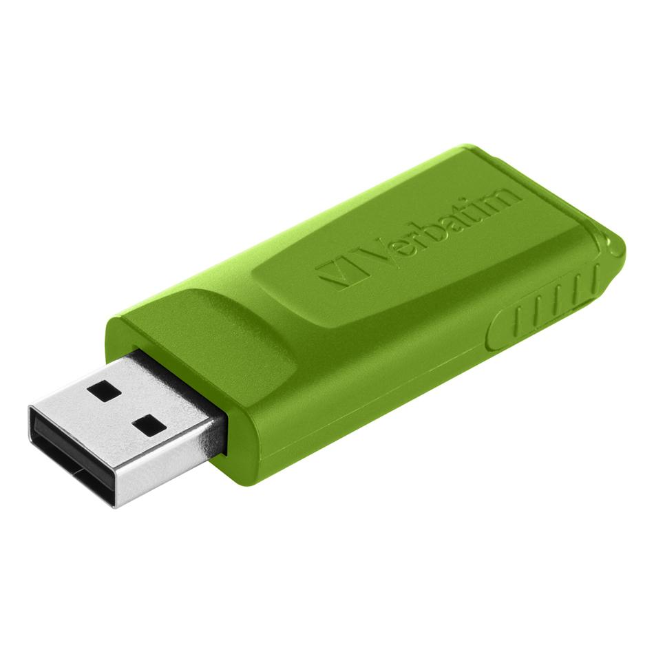 Verbatim USB atmintinė, USB 2.0, 16GB, Slider, žalia, mėlyna, raudona, 49326, USB A, su ištraukiama jungtimi. 3 vnt