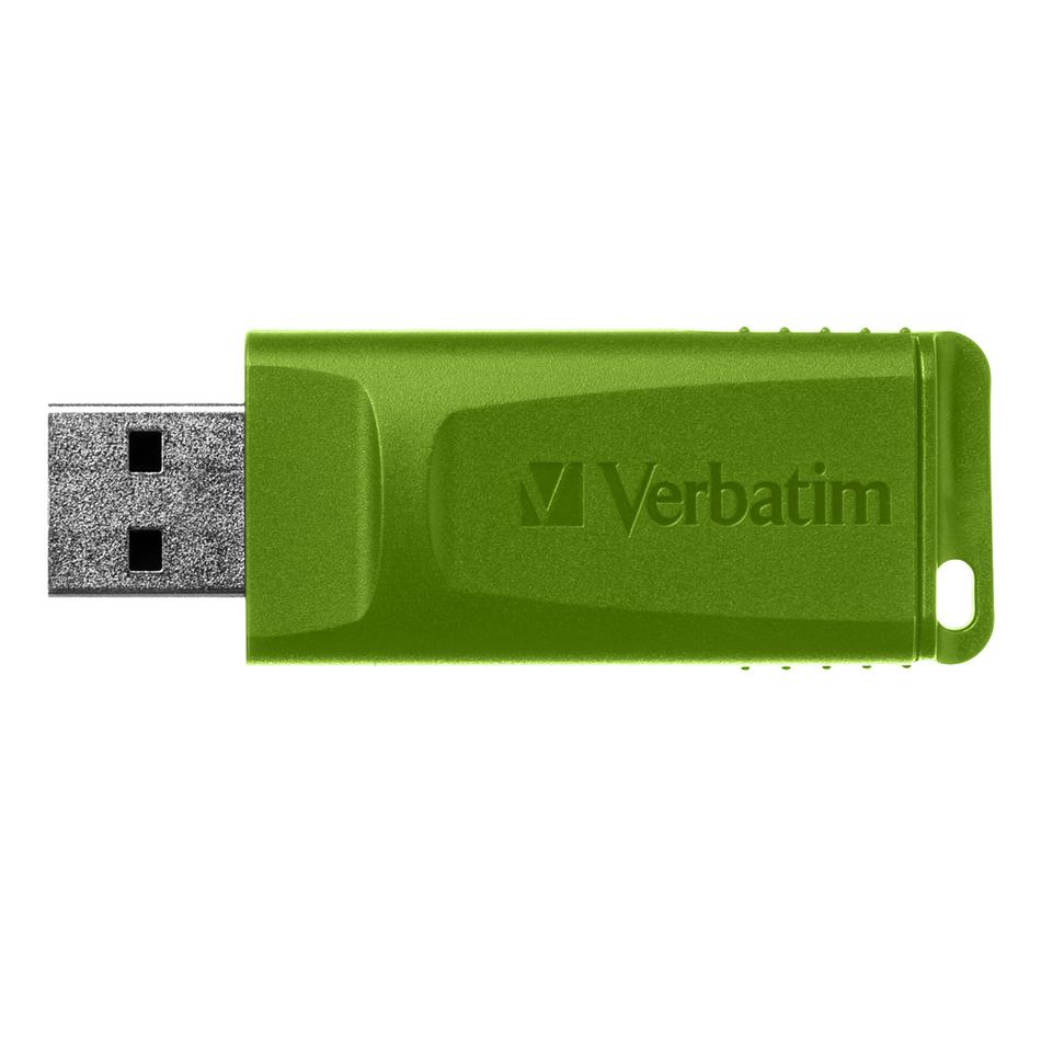 Verbatim USB atmintinė, USB 2.0, 16GB, Slider, žalia, mėlyna, raudona, 49326, USB A, su ištraukiama jungtimi. 3 vnt