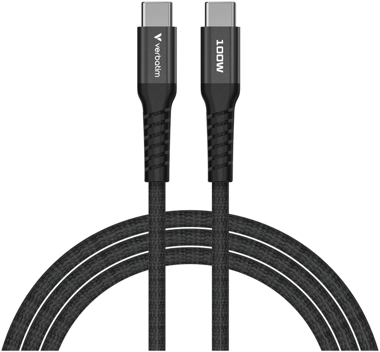 „Verbatim“ magnetinis sinchronizavimo ir įkrovimo laidas USB-C į USB-C, 100 W, 120 cm, Juodas