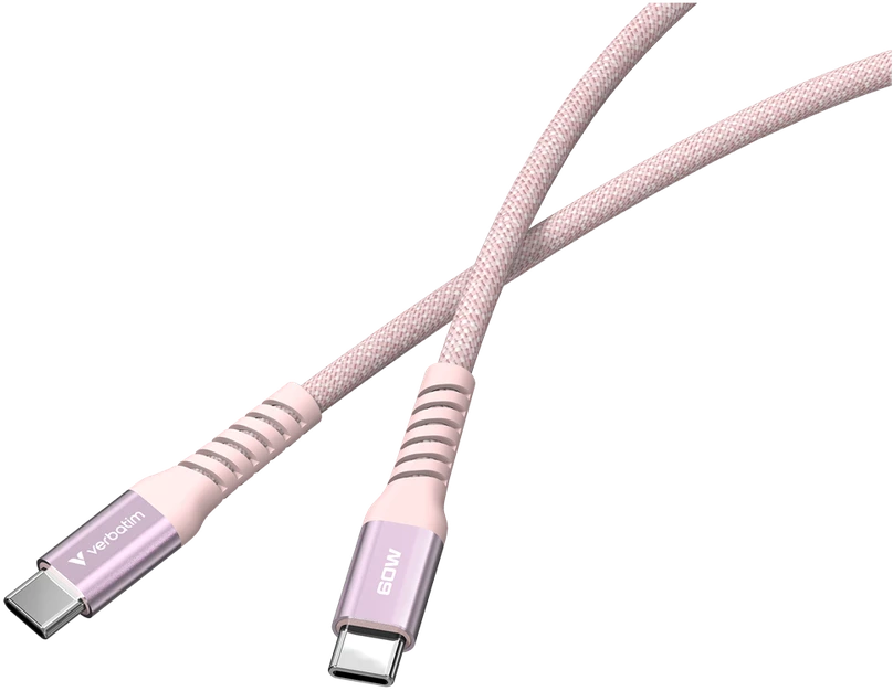 „Verbatim“ magnetinis sinchronizavimo ir įkrovimo laidas USB-C į USB-C, 60 W, 120 cm, Rožinė