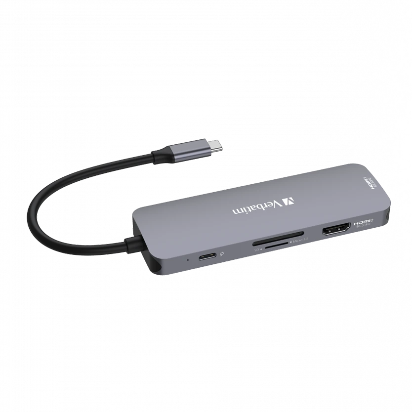 Verbatim Adapteris Hub USB-C – 2xHDMI/ 3xUSB-A/SD/Micro SD/USB-C pilkos spalvos 32151