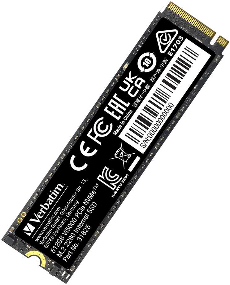SSD vidinis Verbatim Vi5000 M.2, 31825, 512 GB, juodas, 5000 MB/s-R, NVMe, 2500 MB/s-W