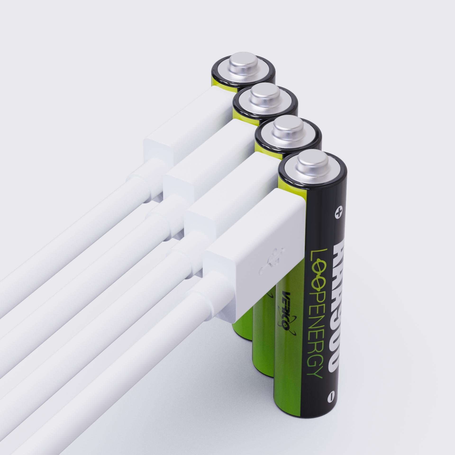 Verico LoopEnergy 4 pakuočių AAA įkraunamos baterijos, įkraunamos per USB-C
