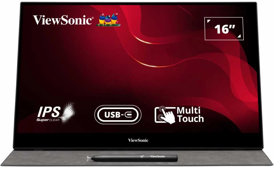 Monitorius ViewSonic TD1655 - 15.6" | IPS | FHD | 6 ms | 60 Hz | Jutiklinis ekranas, Portable
