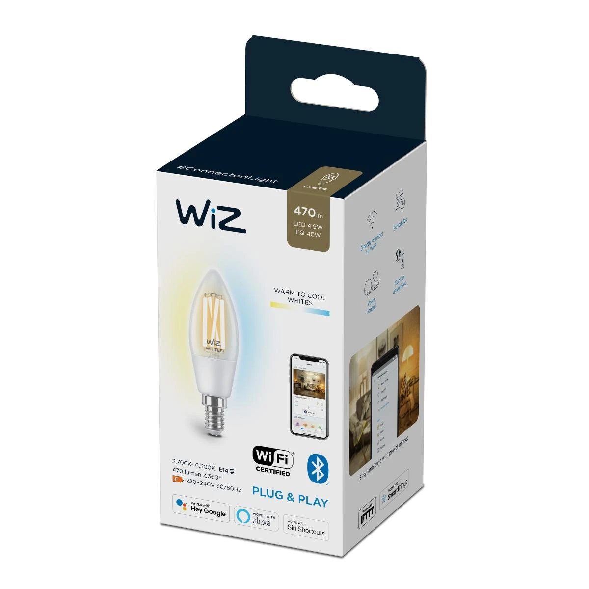 Philips WIZ WI-FI BLE 40W C35 E14 927-65 CL 1PF/6