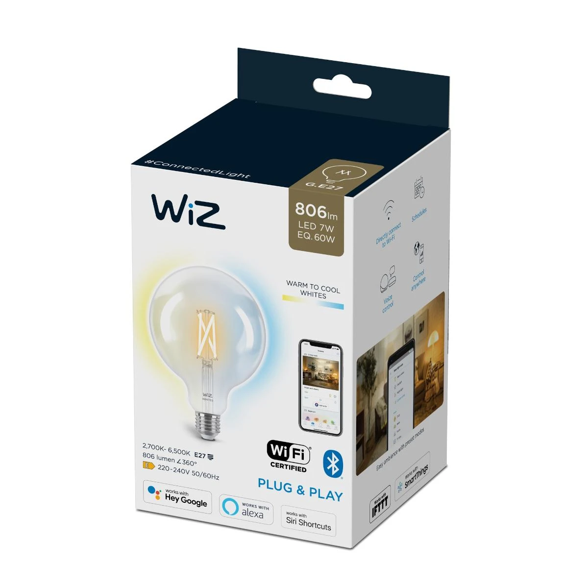 WIZ WI-FI BLE 60W G125 E27 927-65 CL 1PF/6
