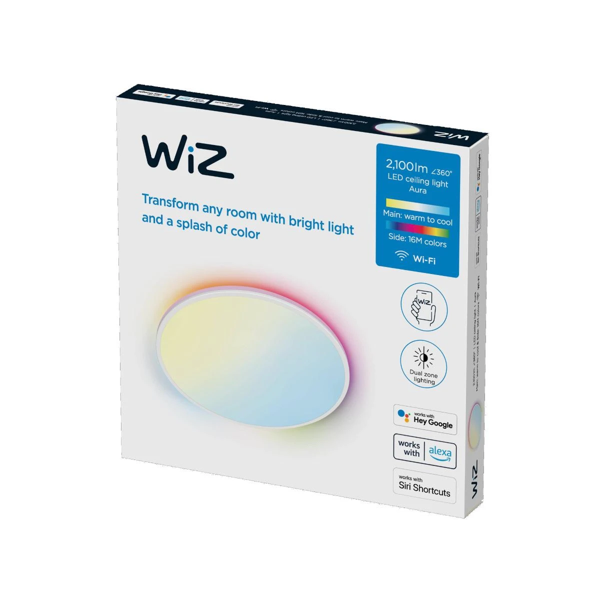 WiZ - Aura Smart Ceiling Light - Baltas