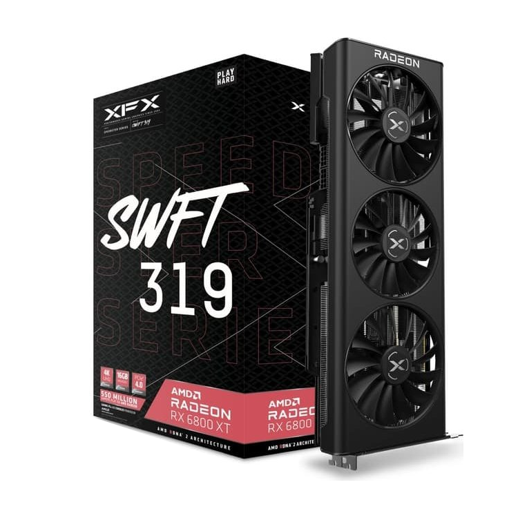 „XFX Speedster SWFT 319 Radeon RX 6800 XT Core“ vaizdo plokštė – 16 GB, RDNA 2, GDDR6, 3x DisplayPort, 1x HDMI 2.1