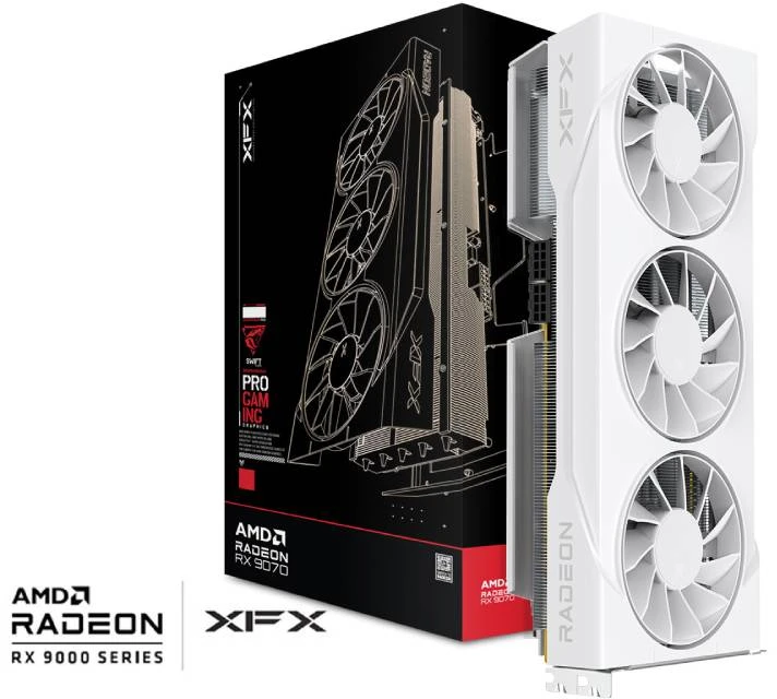 Vaizdo plokštė XFX Radeon RX 9070 GRE Baltas Triple Fan Gaming Edition 12GB OC