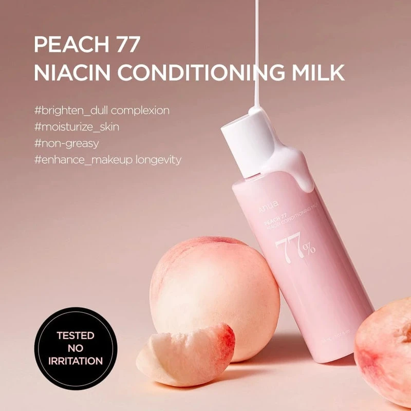 Anua Peach 77% Niacin Conditioning Milk Drėkinamasis pienelis su persikų ekstraktu, 150 ml