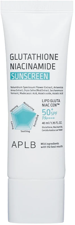 APLB Glutathione Niacinamide Sunscreen SPF 50+ PA++++ veido kremas, 40 ml