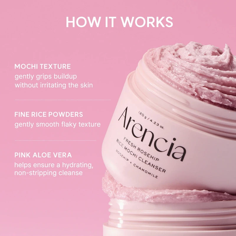 Arencia Rosehip Brightening Rice Mochi Face Valiklis - Daily Scrub - Moisturizing veido prausiklis 120ml