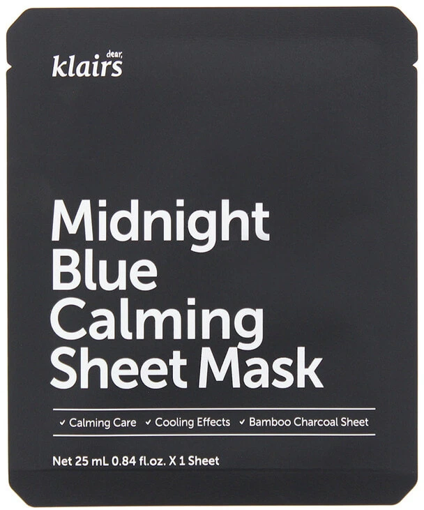 Klairs Midnight Mėlyna Calming Sheet Mask raminanti lakštinė veido kaukė, 25 ml