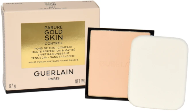 „Guerlain“ kompaktiško makiažo pagrindo papildymas „Parure Gold Skin Control“ (matinio kompaktiško makiažo pagrindo papildymas „Hight Perfection“) 8,7 g, N°0N