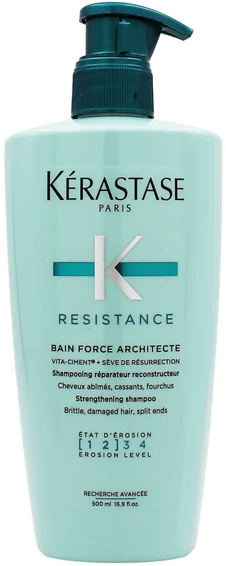 Kérastase Resistance Bain Force Architecte šampūnas labai pažeistiems plaukams, 500 ml