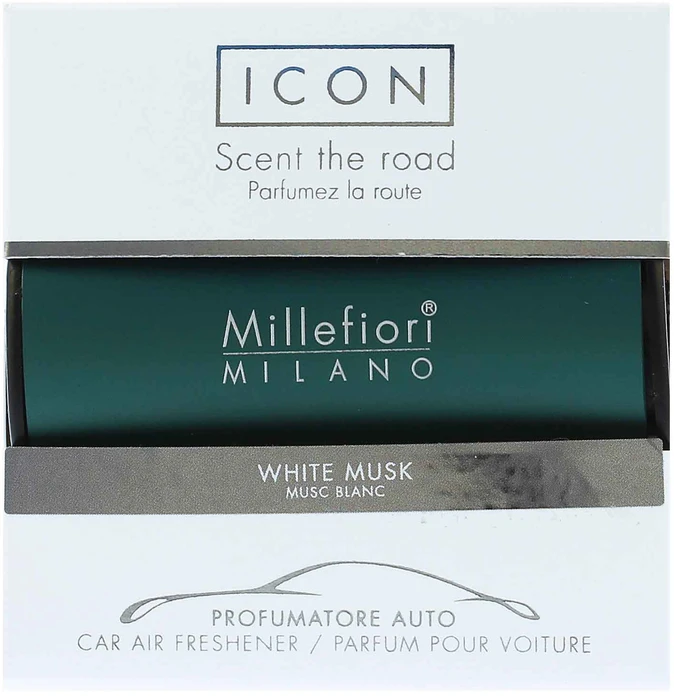 Millefiori Milano Icon automobilinis oro gaiviklis Baltas Musk Classic kvapas automobiliui, 47 g
