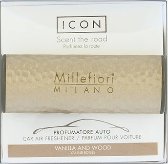 Millefiori Milano Icon automobilio kvapas Vanilla & Wood Metal, 47 g