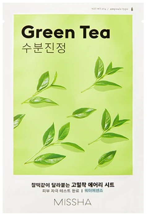 Missha Airy Fit Sheet Mask Žalias Tea lakštinė veido kaukė, 19 g