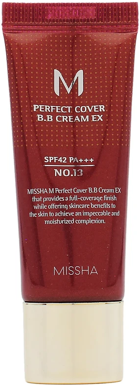Missha M Perfect Cover BB Cream 13 Bright Beige SPF42/PA+++ BB kremas, 20 ml