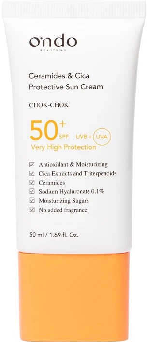 Ondo Beauty 36.5 CHOK-CHOK Ceramides & Cica Protective Sun Kreminis SPF 50+ apsauginis veido kremas nuo saulės, 50 ml