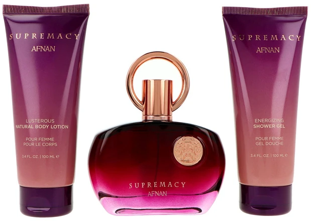 Afnan Supremacy Violet EDP kvepalų vanduo moterims, 100 ml + dušo želė, 100 ml + drėkinamasis kūno losjonas, 100 ml
