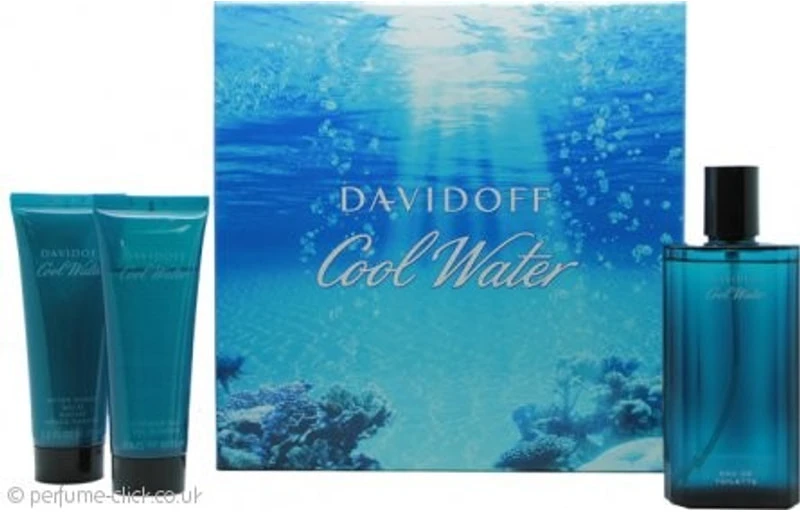 Davidoff „Cool Vanduo Men“ rinkinys: tualetinis vanduo 75 ml + balzamas po skutimosi 75 ml + dušo želė 75 ml + losjonas po skutimosi 75 ml