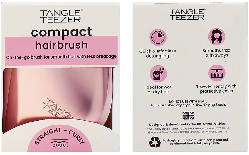 Tangle Teezer The Compact Styler plaukų šepetys rožinis Matte Chrome šepetys