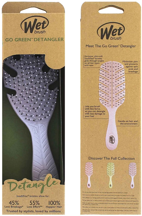 Wet Brush Wet Go Žalias Detangler Lavender plaukų šepetys