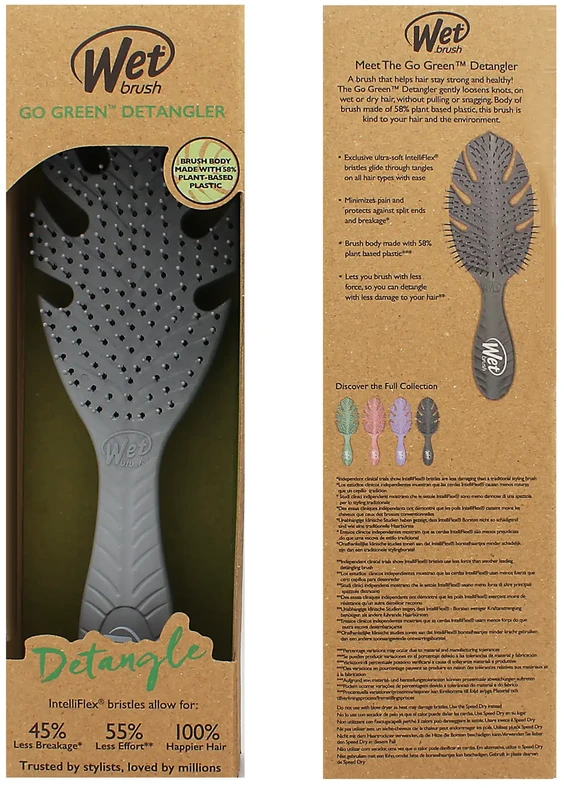 Wet Brush Wet Go Žalias Mini Detangler Pilkas plaukų šepetys