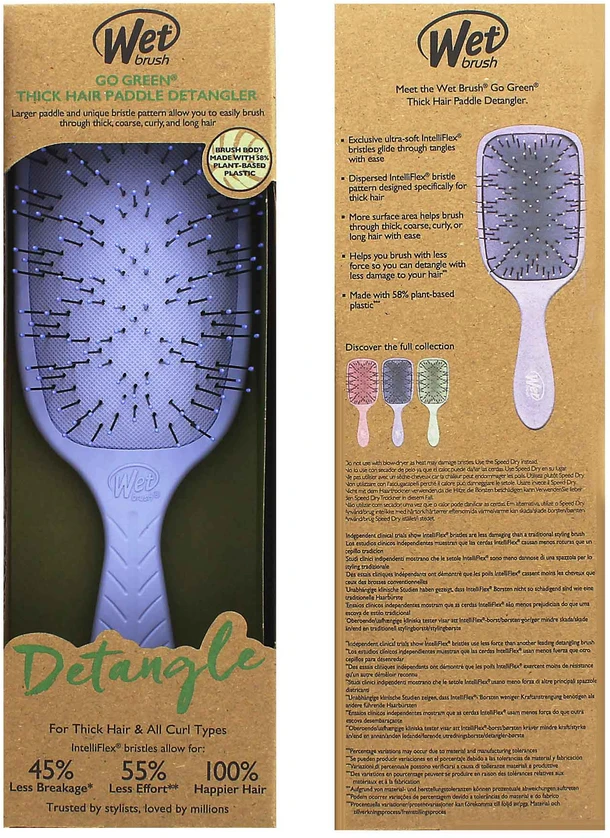 Wet Brush Wet Wet Go žalias tankių plaukų šukos su violetiniu kotu