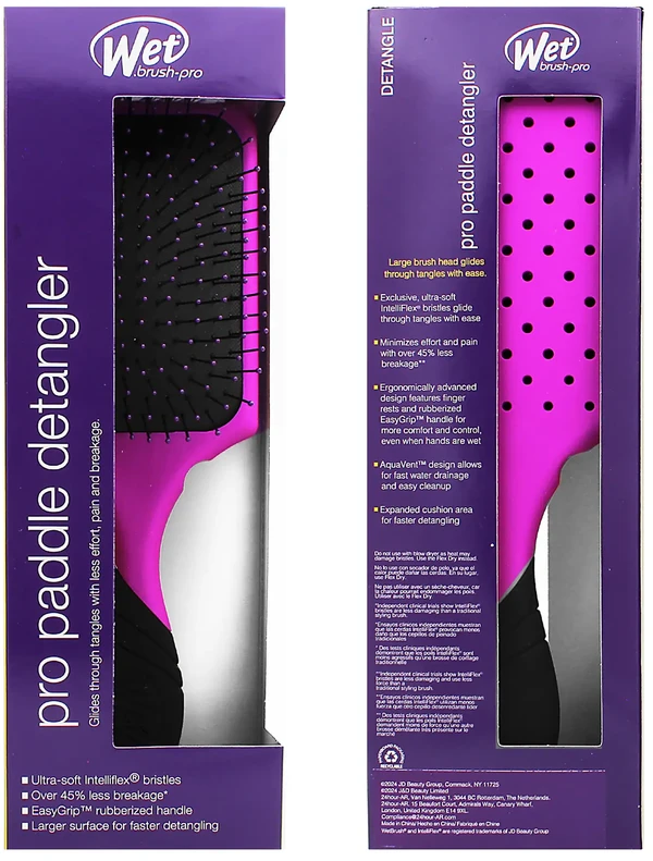 Wet Brush The Wet "The Wet Pro Paddle Detangler" purpurinės spalvos plaukų šepetys 1 vnt