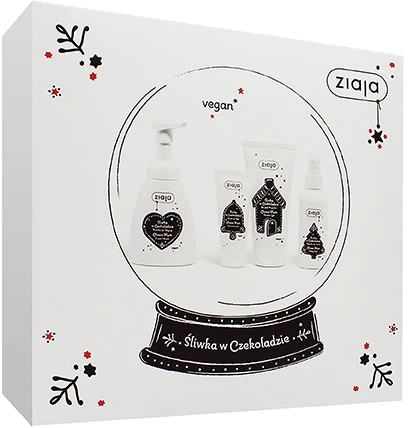 Ziaja Choco Plum rinkinys (skalbiklis 160 ml + prausimosi putos 250 ml + rankų kremas 50 ml + purškiklis 100 ml)
