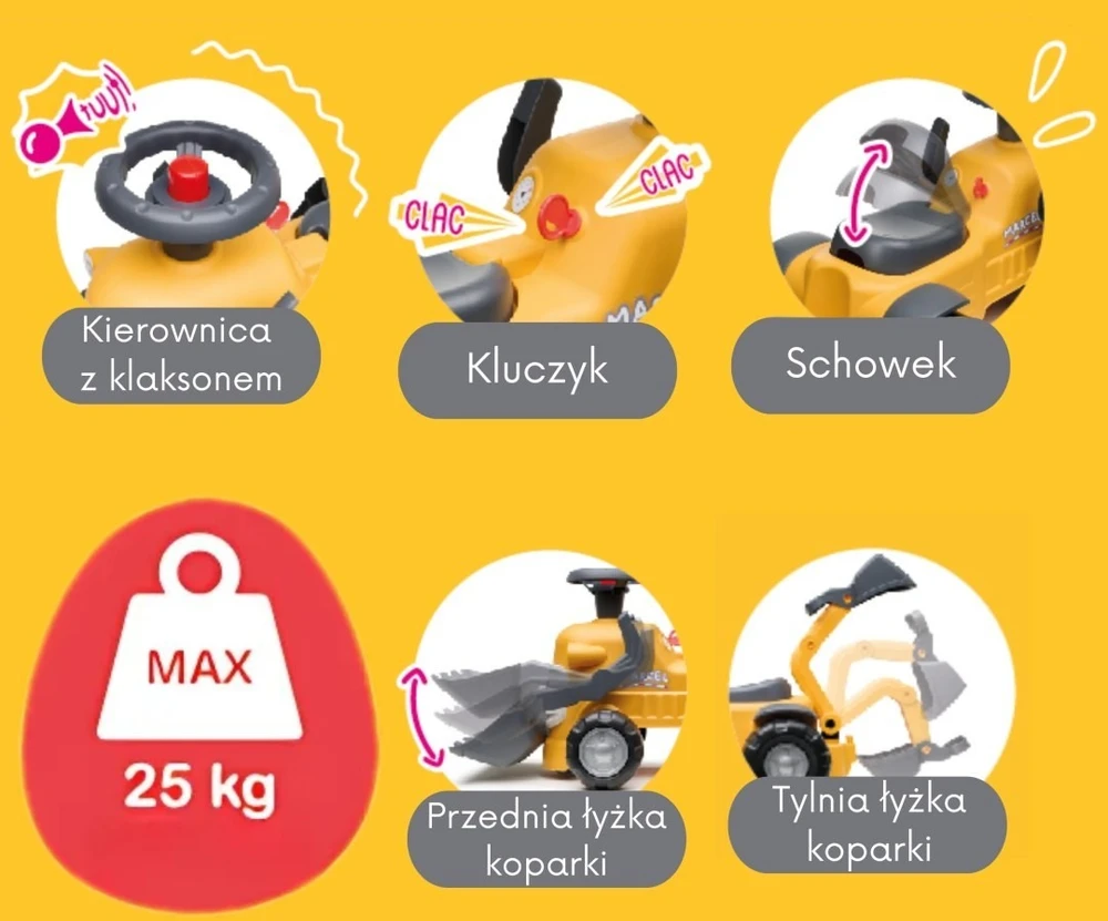 Ekskavatorius vaikams FALK, su priekaba