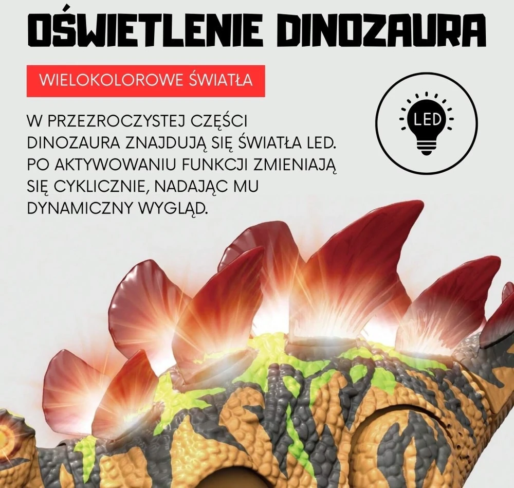 Interaktyvus dinozauras Woopie, šviečiančios akys ir plokštės