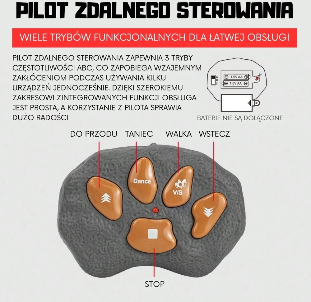 Interaktyvus dinozauras Woopie, šviečiančios akys ir plokštės