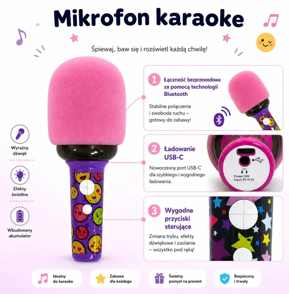 Karaoke mikrofonas Woopie, belaidis