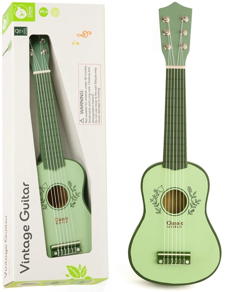 Medinė gitara žaislas Classic World, su retro dizainu