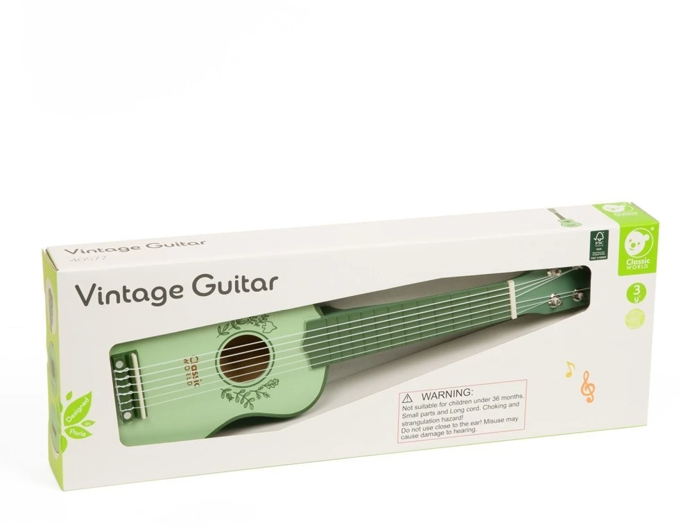 Medinė gitara žaislas Classic World, su retro dizainu